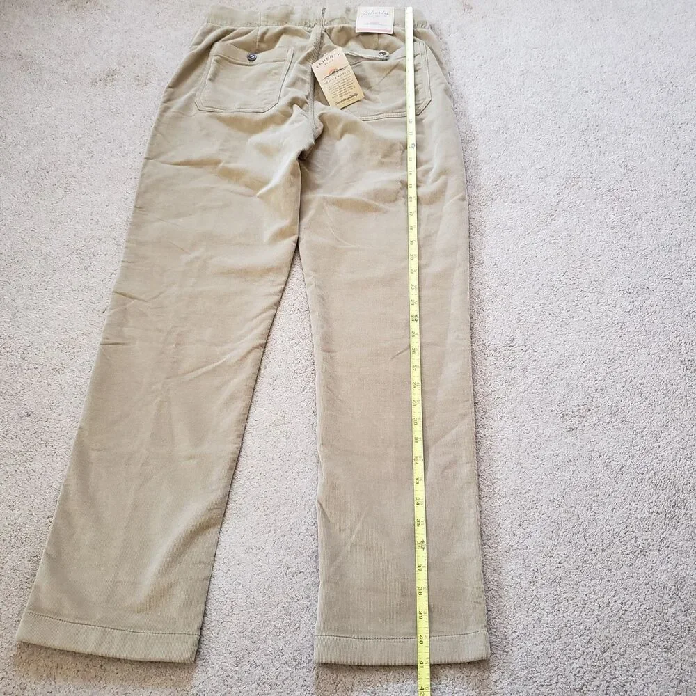 NWT Faherty Stretch Terry Corduroy Size Small Mens Barley Brown Utility Pants